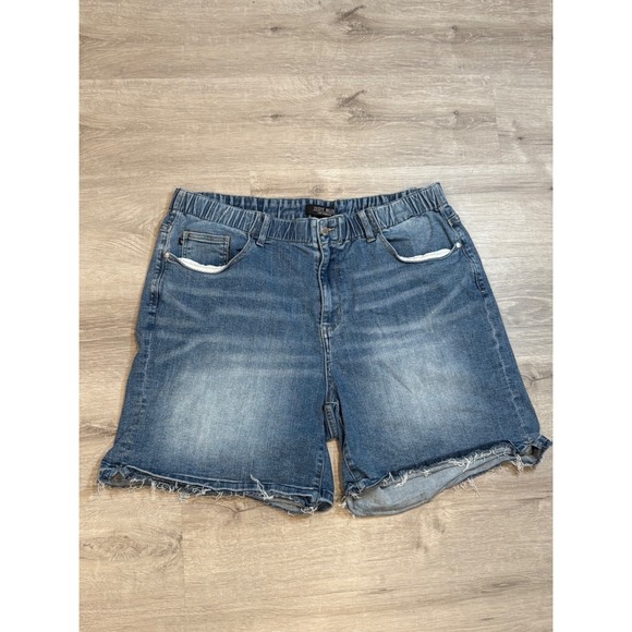 Judy Blue Pants - Judy Blue Denim Shorts Frayed Hem Elastic Waist Comfort Stretch 3XL